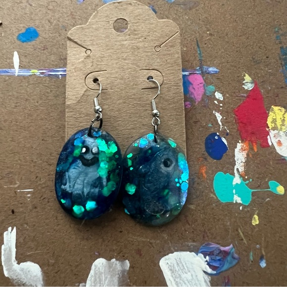 Sea Life Ocean Blue Earrings - Picture 3 of 8